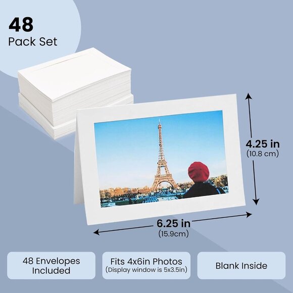 48 Pack Photo Frame Cards with Envelopes 4x6 - Paper Picture Frame for Photo Ins - Picture 4 of 9